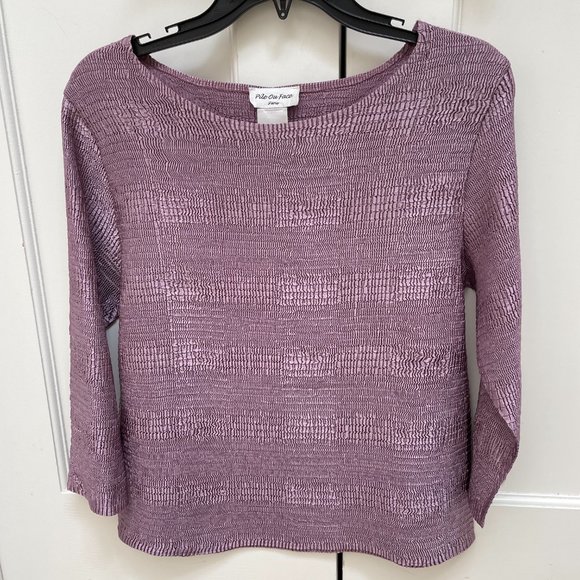 Pile Ou Face Paris Dusty Rose/Mauve Crinkle Shirt - Picture 8 of 11